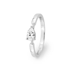 Solitärring 750/18 K Weissgold mit Zirkonia Tropfen