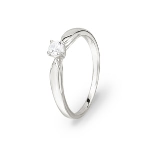 Solitärring 925 Silber rhodiniert mit Zirkonia 4-Griff Ø 3.5mm