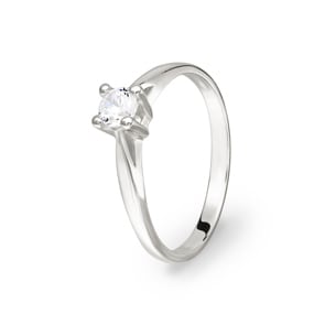 Bague Solitaires Argent 925 rhodié avec zircone 4 griffes Ø 4mm