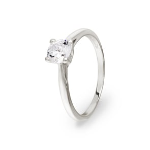 Solitärring 925 Silber rhodiniert mit Zirkonia 4-Griff Ø 5.5mm