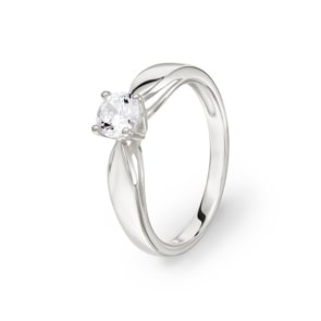 Bague Solitaires Argent 925 rhodié avec zircone 4 griffes Ø 5mm