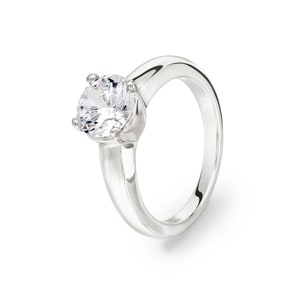 Solitärring 925 Silber rhodiniert mit Zirkonia 4-Griff Ø 7.5mm