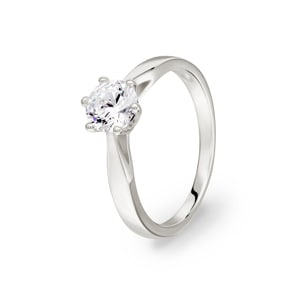 Solitärring 925 Silber rhodiniert mit Zirkonia 6-Griff Ø 6mm