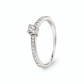 Bague Argent 925 rhodié avec zircones solitaires accompagnés