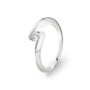 Bague Solitaires Argent 925 rhodié avec zircone Ø 4mm