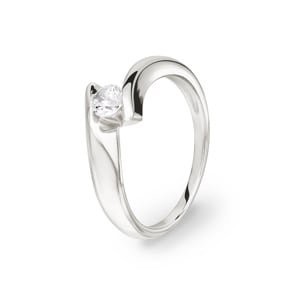 Bague Solitaires Argent 925 rhodié avec zircone Ø 4mm