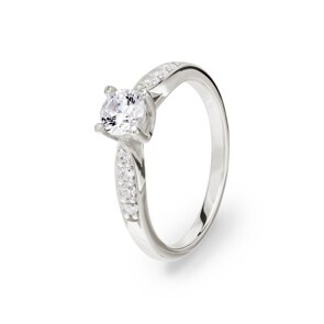 Solitärring 925 Silber rhodiniert mit Zirkonia Ø 5mm und Seitensteine