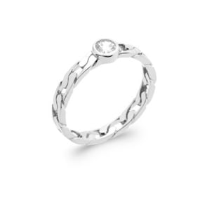 Solitärring 925 Silber rhodiniert mit Zirkonia