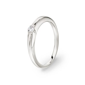 Bague Solitaires Argent 925 rhodié avec zircone ronde Ø 2.5mm