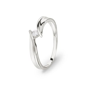 Bague Solitaires Argent 925 rhodié avec zircone ronde Ø 2.75mm