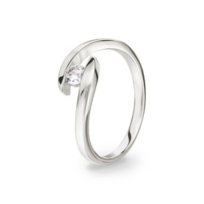 Bague Solitaires Argent 925 rhodié avec zircone ronde Ø 3.5mm