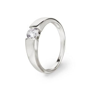 Bague Solitaires Argent 925 rhodié avec zircone ronde Ø 4.75mm