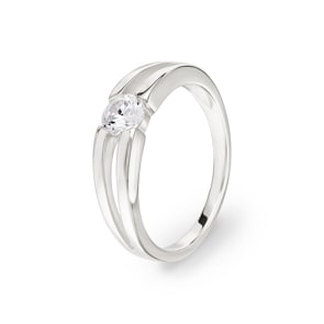 Solitärring 925 Silber rhodiniert mit Zirkonia rund Ø 4.75mm