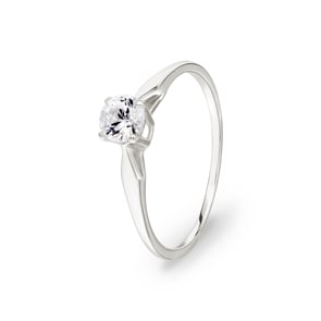 Solitärring 925 Silber rhodiniert mit Zirkonia rund Ø 4mm