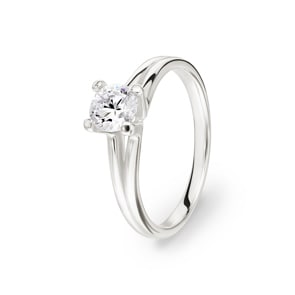 Bague Solitaires Argent 925 rhodié avec zircone ronde Ø 5.5mm