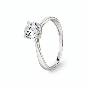 Bague Solitaires Argent 925 rhodié avec zircone ronde Ø 6.5mm