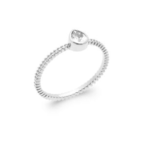 Bague Solitaires Argent 925 Rhodie avec zircone poire