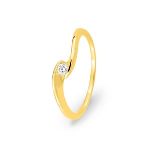 Bague tension or jaune 375/9 ct avec diamant de laboratoire 0.05 ct