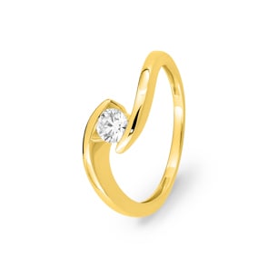 Bague tension or jaune 375/9 ct avec diamant de laboratoire 0.25 ct