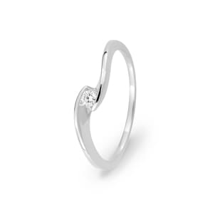 Bague tension or gris 375/9 ct avec diamant de laboratoire 0.05 ct