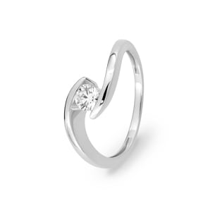 Bague tension or gris 375/9 ct avec diamant de laboratoire 0.25 ct