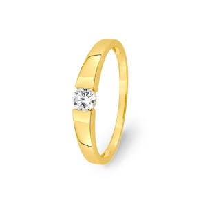 Bague tension or jaune 750/18 ct avec zircone