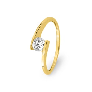 Bague tension or jaune 750/18 ct avec zircone
