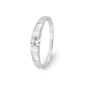 Bague tension or gris 750/18 ct avec zircone