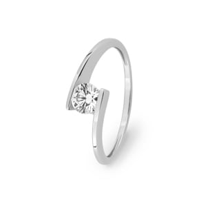Bague tension or gris 750/18 ct avec zircone