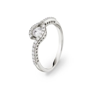 Bague tension or gris 750/18 ct avec zircone Ø 52