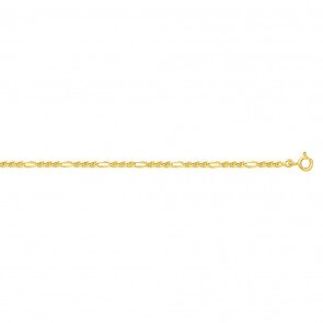Collier Bâton gourmette Figaro or jaune 750/18 ct 2mm