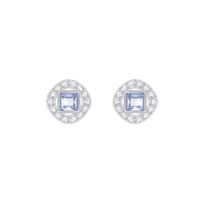Swarovski Boucles d'oreilles Angelic Square, bleu, métal rhodié