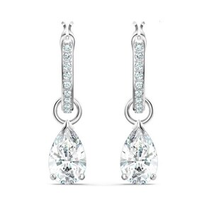 Swarovski Créoles Attract Pear Mini, blanc, métal rhodié