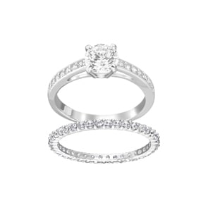 Swarovski Attract Ring Set, weiss, rhodiniert