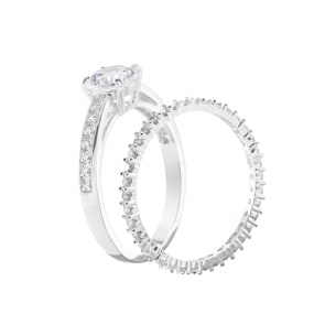 Swarovski Attract Ring Set, weiss, rhodiniert