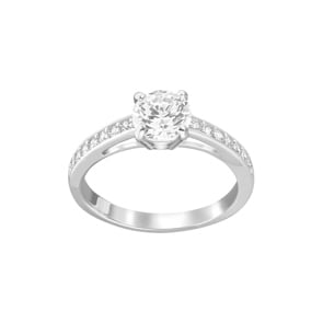 Swarovski Bague Attract Round, blanc, métal rhodié
