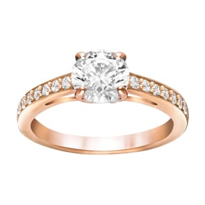 Swarovski Bague Attract Round, blanc, métal doré rose