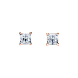 Swarovski Boucles d'oreilles clous Attract Square, blanc, métal doré rose