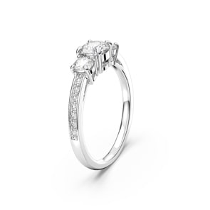 Swarovski Bague Attract Trilogy Coupe ronde, Blanche, Finition argentée