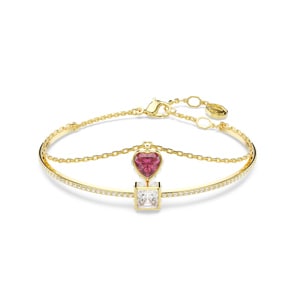 Swarovski Chroma Armreif Herz, Rot, Goldlegierungsschicht