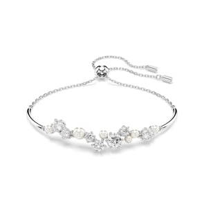 Swarovski Constella Armreif, Kristallperle, Rundschliffe, Weiss, Rhodiniert