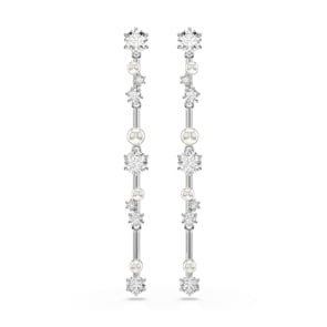 Swarovski Constella Drop-Ohrhänger, Kristallperle, Rundschliffe, Weiss, Rhodiniert