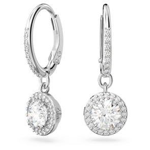 Swarovski Pendants d'oreilles Constella Coupe ronde, Pavé, Blanches, Métal rhodié