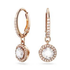 Swarovski Constella Drop-Ohrhänger Rundschliff, Pavé, Weiss, Roségold-Legierungsschicht