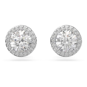 Swarovski Constella Ohrstecker Rundschliff, Pavé, Weiss, Rhodiniert