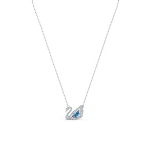 Swarovski Dancing Swan necklace, blue, rhodium plated
