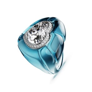 Swarovski Dulcis Cocktailring Herz Blau