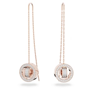 Swarovski Hollow Drop-Ohrhänger Lang, Weiss, Roségold-Legierungsschicht