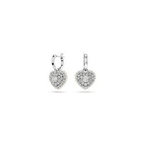 Swarovski Hyperbola Drop-Ohrhänger Herz, Weiss, Rhodiniert