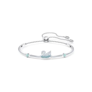 Swarovski Bracelet Iconic Swan, bleu, métal rhodié